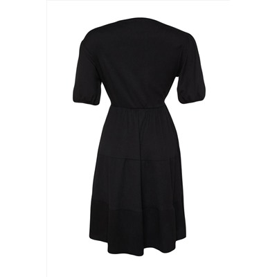 Black Skateer v -neck Cruve закрытие вязаного платья с большим размером TBBSS22EL2987