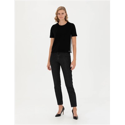 Black Slim Fit Bike Yaka T -For
