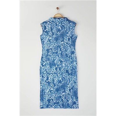Blue Pilseli Ethnic узорчатое вязание платье большого размера tbbss25ah00124