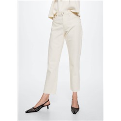 Jeans rectos tiro alto crop -  Mujer | MANGO OUTLET España