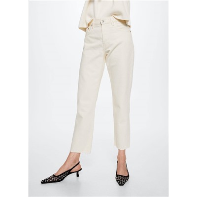Jeans rectos tiro alto crop -  Mujer | MANGO OUTLET España
