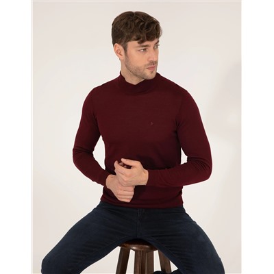 Bordeaux Slim Fit Half Fisherman Sece Sheam. Смешанный базовый вязаный свитер