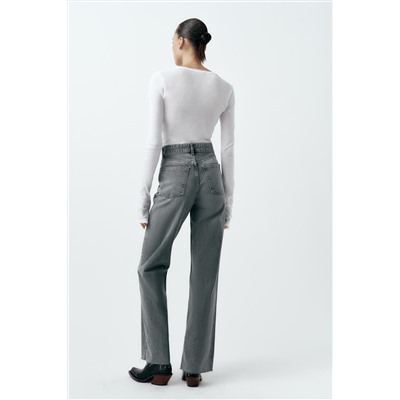 JEANS TRF WIDE LEG TIRO ALTO