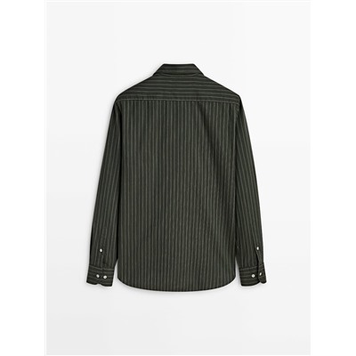 Camisa rayas sarga algodón slim fit
