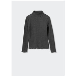 Camiseta canalé cuello alto -  Niña | MANGO OUTLET España