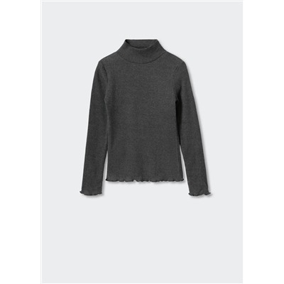 Camiseta canalé cuello alto -  Niña | MANGO OUTLET España