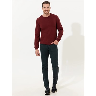 Bordeaux Slim Fit Bicycle Neck Basic Knitwear Казах