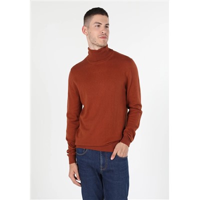 Slim Fit Fisherman воротник Жаккард мужской коричневый свитер