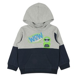 CWK 62496-1 Джемпер модель "худи" для мальчика, серый меланж-темно-синий