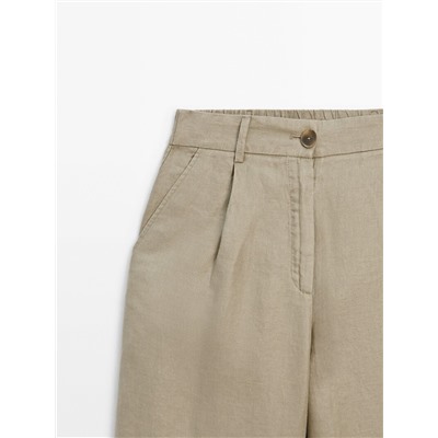 Pantalón lino wide leg