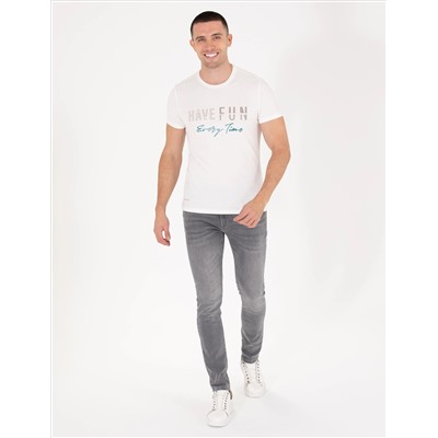 Ekru Slim Fit Printed Bike Bike T -For