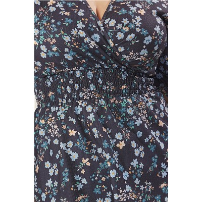 Blue Flower Patchered Cruve Curve Gipe детально вязание блузки большого размера TBBSS25AF00083