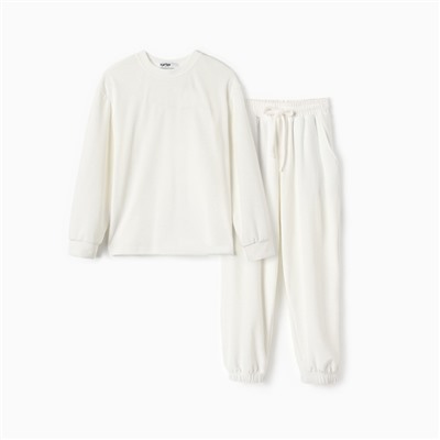 Костюм детский (свитшот, брюки) KAFTAN Plushy р.34 (122-128), белый