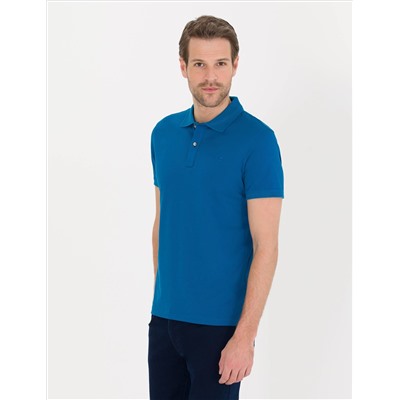 Индиго Slim Fit Polo Yaka Mercerized T -For