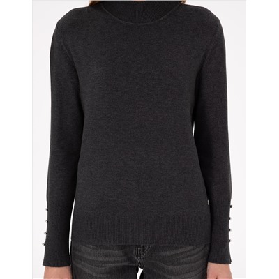 Anthracit Slim Fit Half Fisherman Basic Sweater