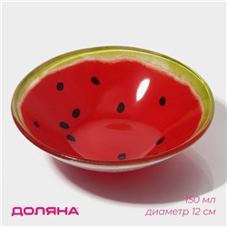 Салатник Доляна «Арбуз», 150 мл, 12×2.5 см, стекло, красный