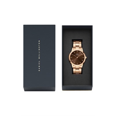 Reloj de cuarzo chapado en oro rosa Iconic Link Amber - 40 mm - Rosa dorado y marrón