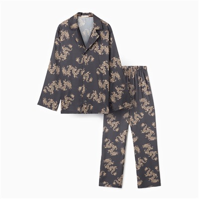 Пижама женская (рубашка и брюки) KAFTAN "Дракон", размер 48-50, графитовый
