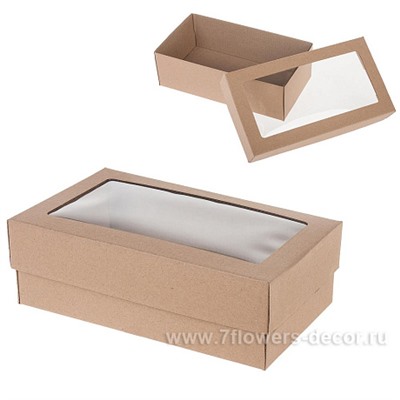 Коробка подарочная с окном (крафт), 12х20хН7 см