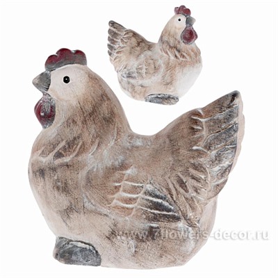 Фигура Курица, Петух (керамика), 21х12хН19,5 см, в асс.