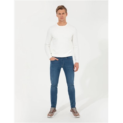 Ekru Slim Fit Bicycle Neck Basic Knitwear Kazakh