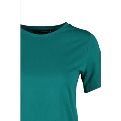 Emerald Green 100 %хлопок базовый велосипедный воротник футболка Twoss23ts00000