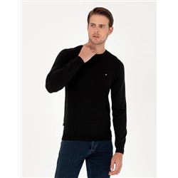 Black Slim Fit Bike Neck Basic вязаный свитер