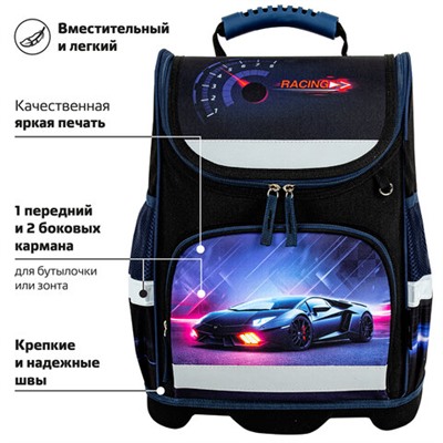 Ранец ЮНЛАНДИЯ WISE, 1 отделение, 3 кармана, устойчивое дно, "Street power", 37x29х15 см, 272071
