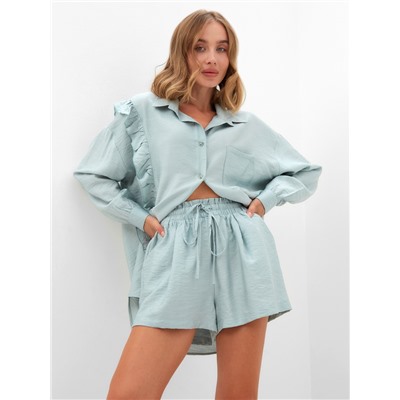 Костюм женский (блузка, шорты) MINAKU: Casual Collection цвет зеленый , р-р 46