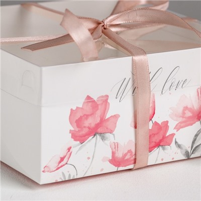 Коробка для капкейков, кондитерская упаковка, 4 ячейки «For You with love», 16 х 16 х 7.5 см