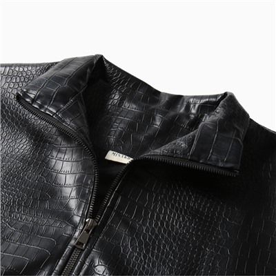 Жакет женский демисезонный MINAKU: Eco leather, чёрный, размер 46