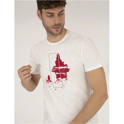 Ekru Slim Fit Printed Bike Bike T -For