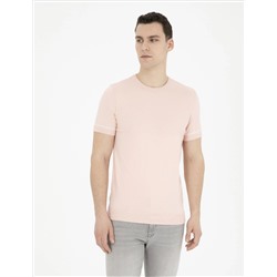 Светло -розовый Slim Fit Bike Yaka Triko T -For