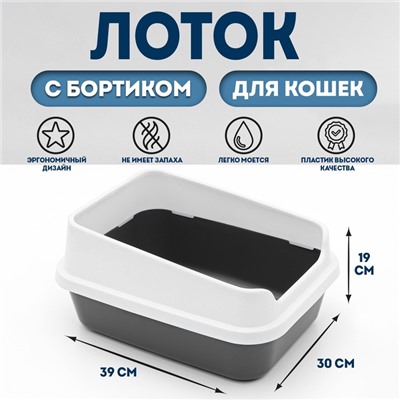 Туалет "Сима Люкс" с бортом 30 х 39 х 19 см, серый