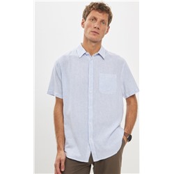Рубашка к/р лен Р411-04101 l.blue