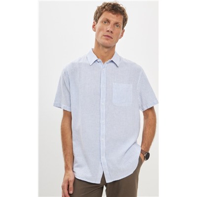Рубашка к/р лен Р411-04101 l.blue