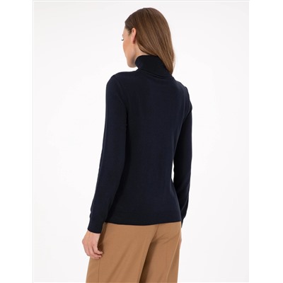 Navy Blue Slim Fit Basic Sweater