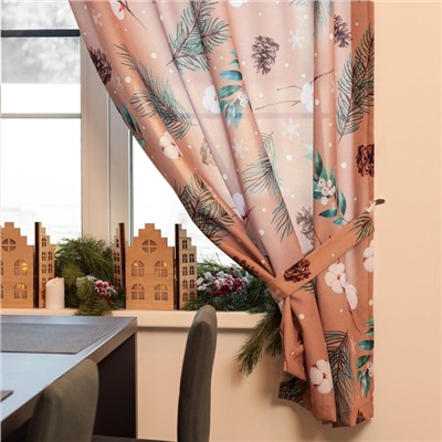 Комплект штор для кухни с подхватами «Этель» Fir branches, 145×180 см - 2 шт., габардин