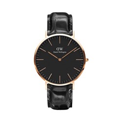 Reloj de cuarzo de piel y chapado en oro rosa Reading