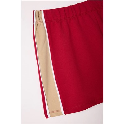 Burgundy Color Block Mini Shorts & Bermuda Twoss25sr00063