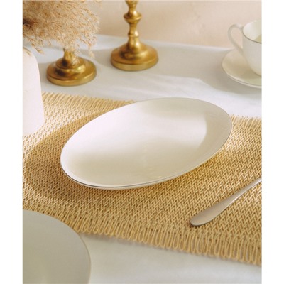 Тарелка для подачи SL Home «Каскарон», 25,4×18,5×2,5 см, овальная, костяной фарфор, белая