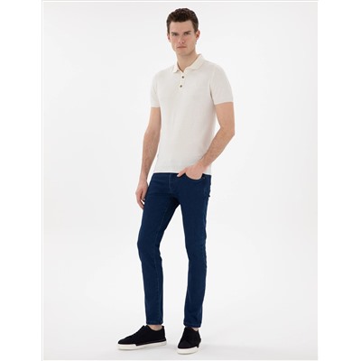Кнопка Ecru Slim Fit с Polo Yaka Knitwear T -Fork
