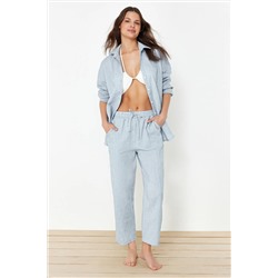 Blue Weaving Print Prants Set Tbess24au00068