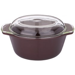 ФОРМА ДЛЯ ЗАПЕКАНИЯ СО СТЕКЛЯННОЙ ЖАРОПРОЧНОЙ КРЫШКОЙ AGNESS 28*23*13,4СМ 2,5Л КОРИЧНЕВАЯ (КОР=6ШТ.)