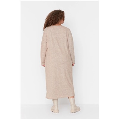 Beige Yumoş Cardigan-Elbise вязание 2 куска большого размера платье tbbaw23ah00004