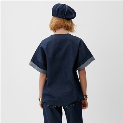 Футболка женская оверсайз MINAKU:  Jeans Collection цвет синий, р-р 44