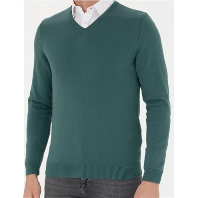 Green Slim Fit v Yaka Basic Knitwear Kazakh