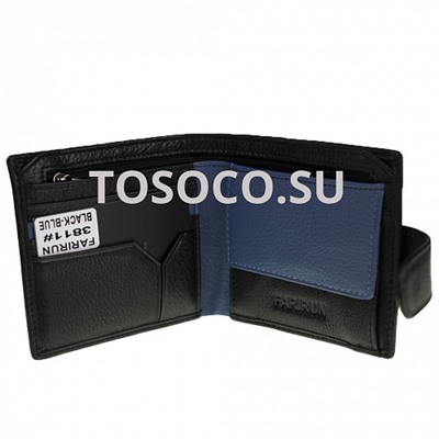 3811 black_blue кошелек FARIRUN натуральная кожа 10х12х2