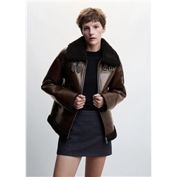 Chaqueta doble faz efecto piel -  Mujer | MANGO OUTLET España