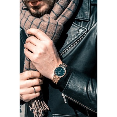 Reloj de cuarzo de acero Iconic Link - 32 mm - Rosa dorado y negro